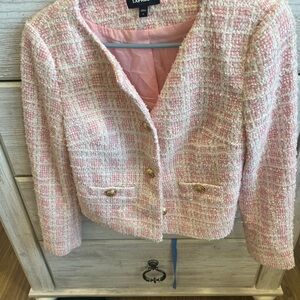 Express Pink and White Tweed Blazer